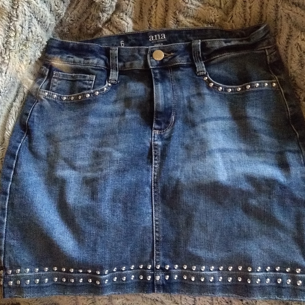 Studded Denim Mini Skirt